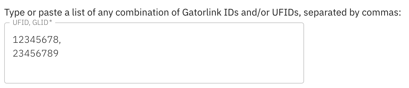 Entering UFIDs or GLIDs to add users