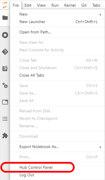 JupyterHub's Hub Control Panel