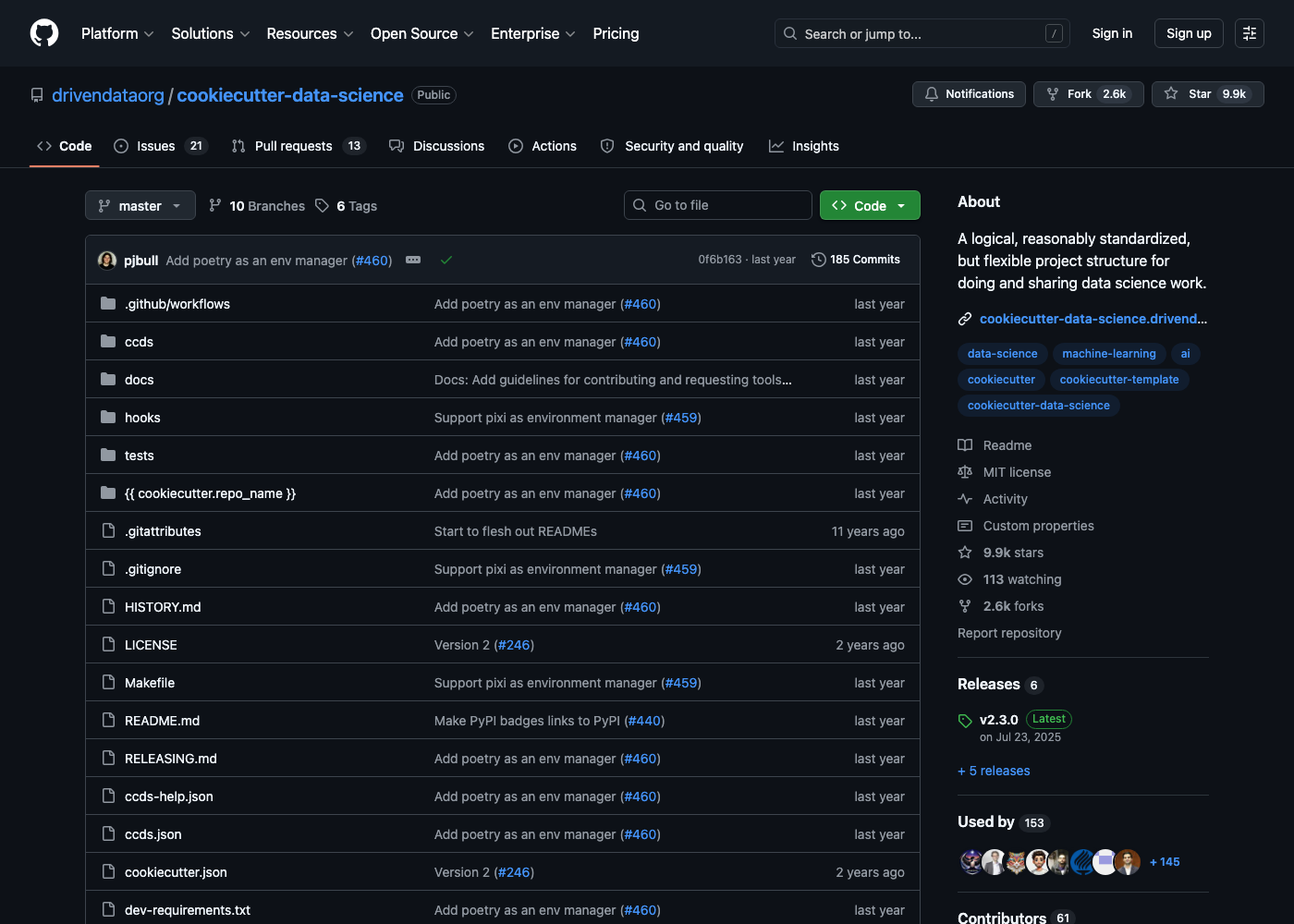 github.com/drivendataorg/cookiecutter-data-science
