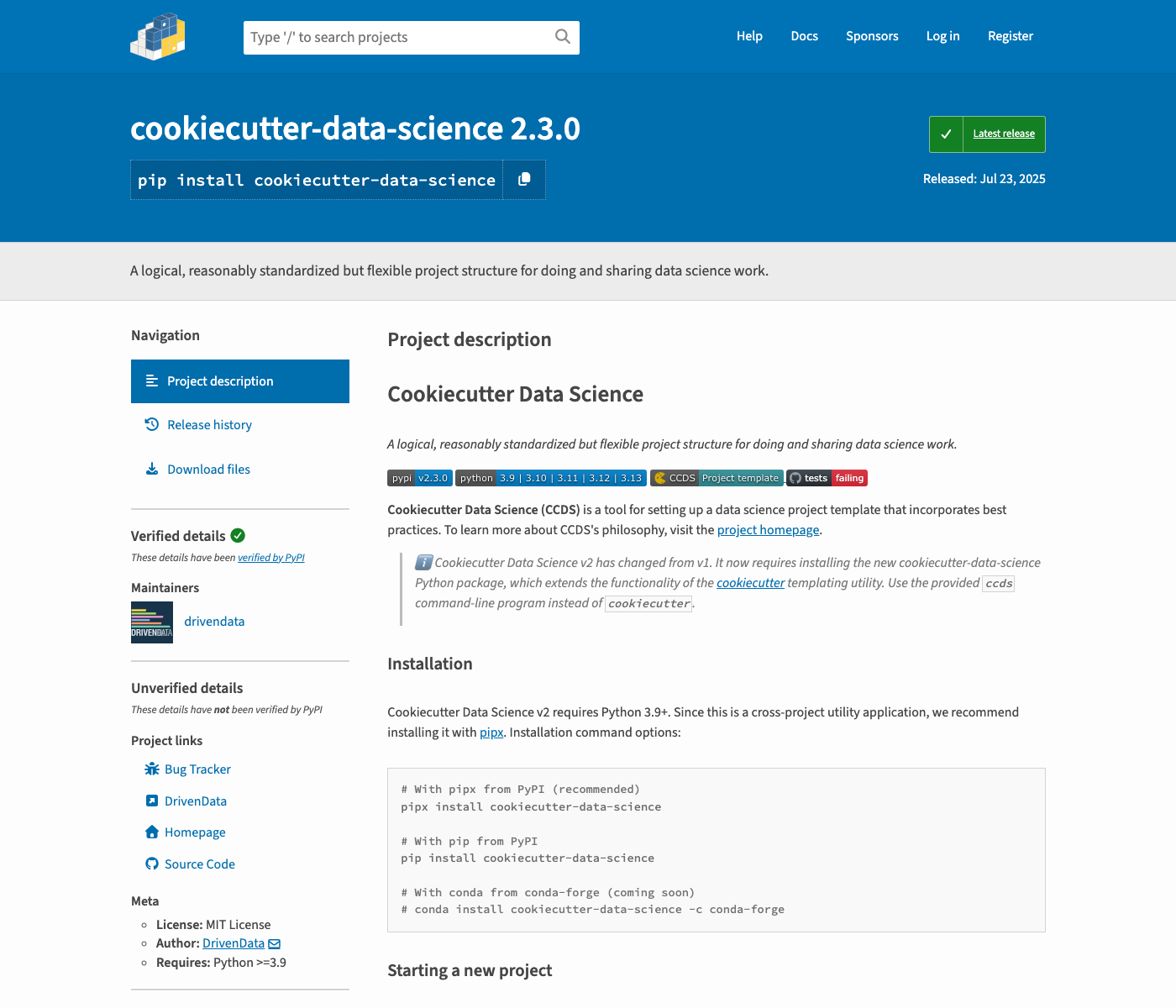 pypi.org/project/cookiecutter-data-science