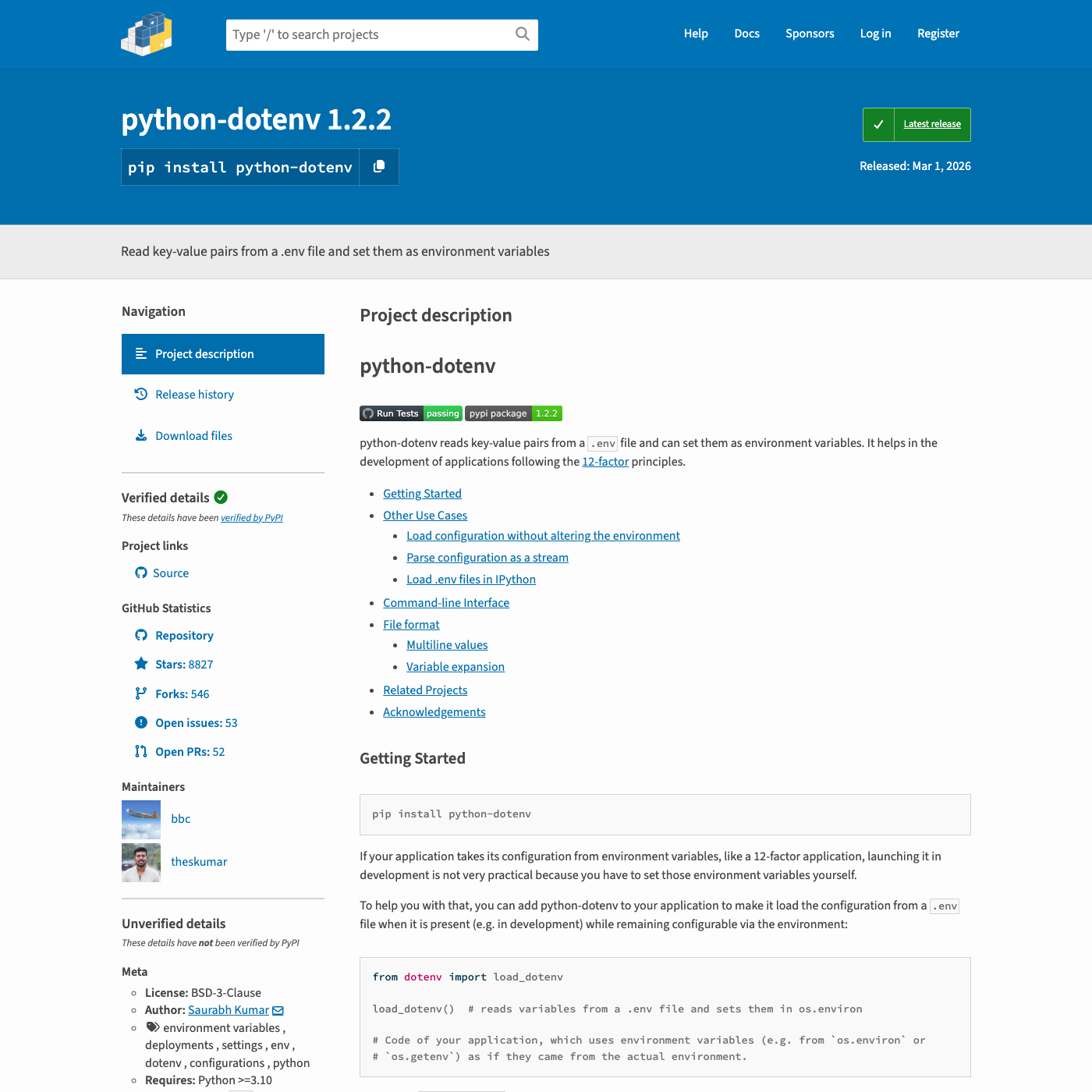 python-dotenv on PyPI
